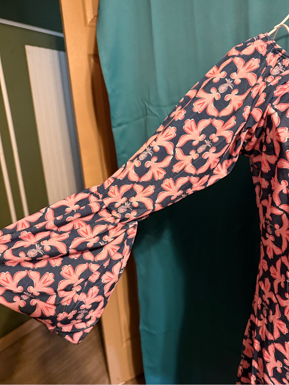 Simply Southern Navy and Pink Floral Bell-Sleeve Shift Dress - Picture 2 of 5